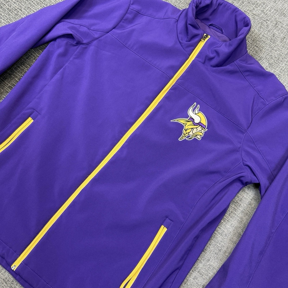 Minnesota Vikings Jacket Men's Large Purple Full Zip Soft Shell Fleece Lined NFL